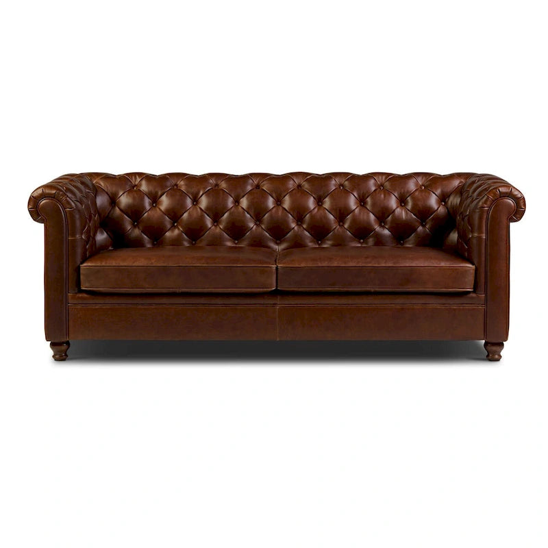 87" Chesterfield Sofa in Full-Grain Italian Leather – Diamond Tufted