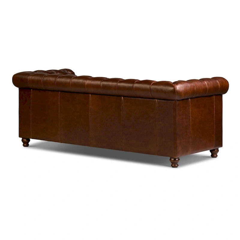 87" Chesterfield Sofa in Full-Grain Italian Leather – Diamond Tufted