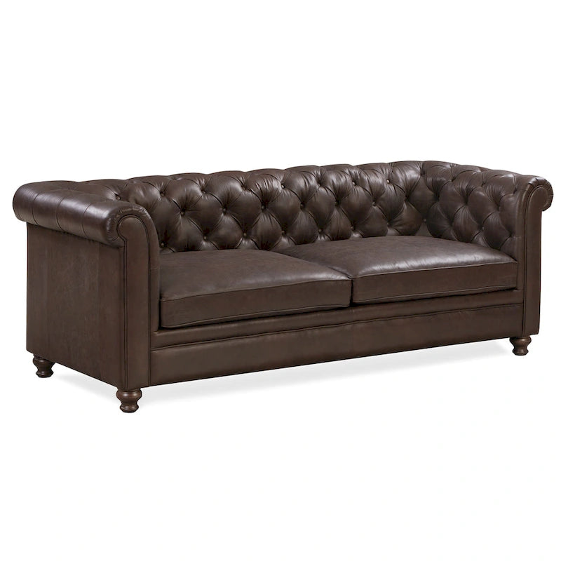 87" Chesterfield Sofa in Full-Grain Italian Leather – Diamond Tufted