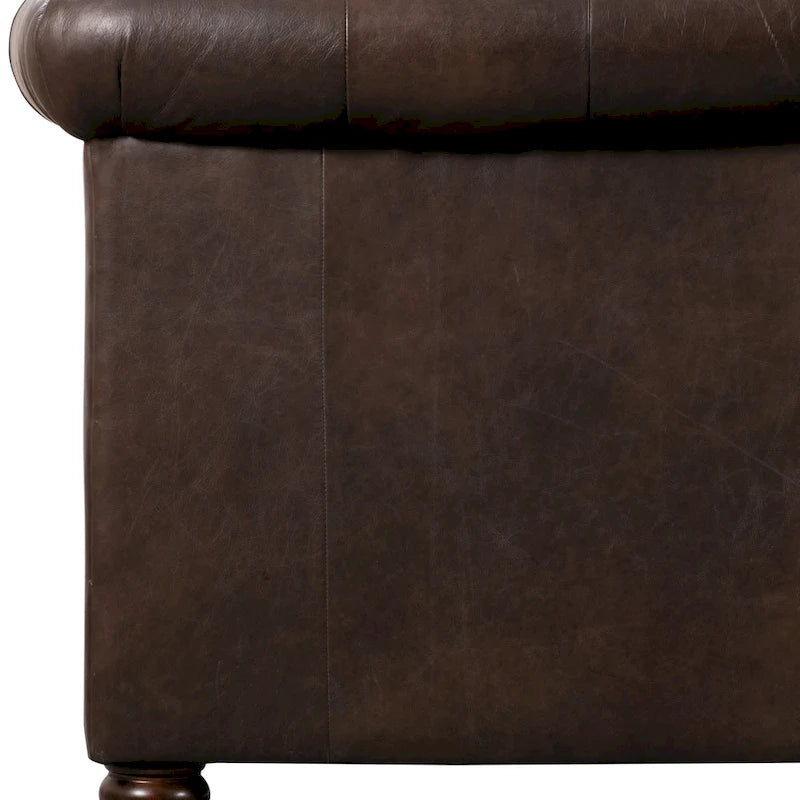 87" Chesterfield Sofa in Full-Grain Italian Leather – Diamond Tufted