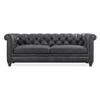 87" Chesterfield Sofa in Full-Grain Italian Leather – Diamond Tufted