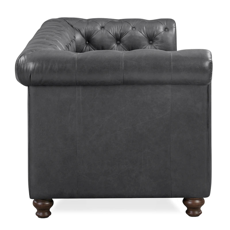 87" Chesterfield Sofa in Full-Grain Italian Leather – Diamond Tufted