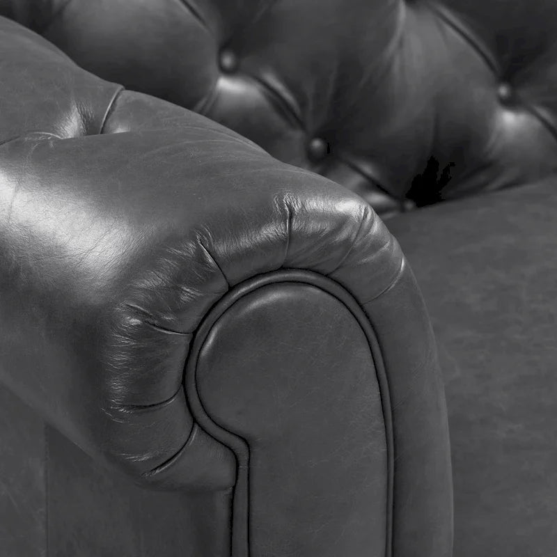 87" Chesterfield Sofa in Full-Grain Italian Leather – Diamond Tufted
