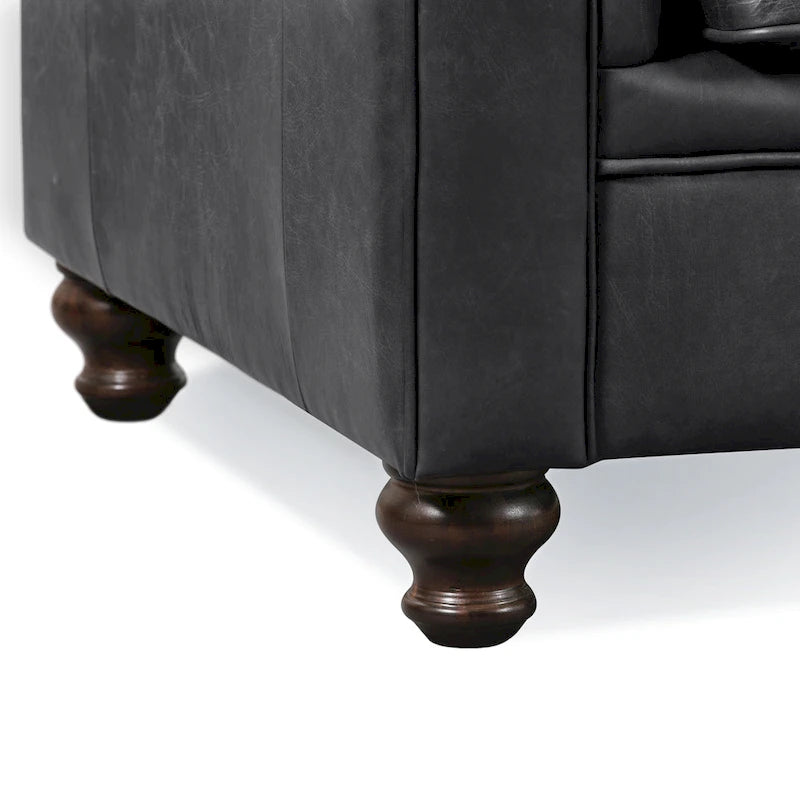 87" Chesterfield Sofa in Full-Grain Italian Leather – Diamond Tufted