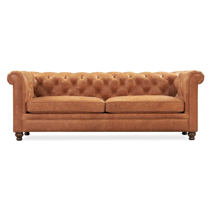 87" Chesterfield Sofa in Full-Grain Italian Leather – Diamond Tufted