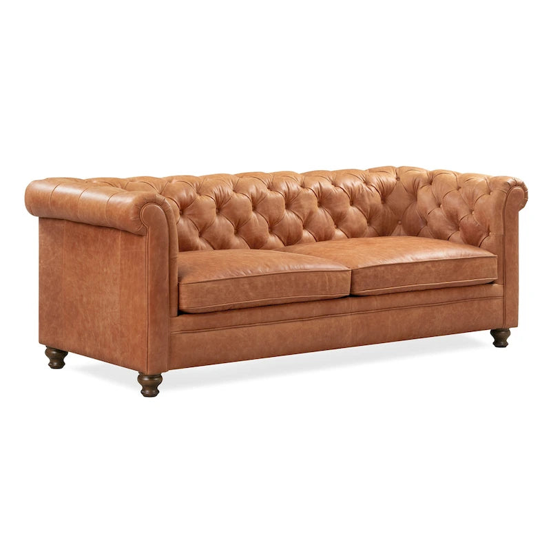 87" Chesterfield Sofa in Full-Grain Italian Leather – Diamond Tufted