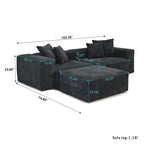 Comfy Corduroy Upholstered Deep Seat Sofa & Couch With Wood Legs and 4 Pillows