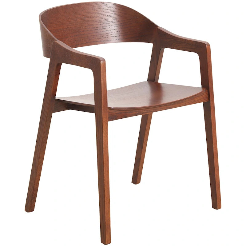 Modern Solid Oak Accent Dining Chair with Arms – Fully Assembled