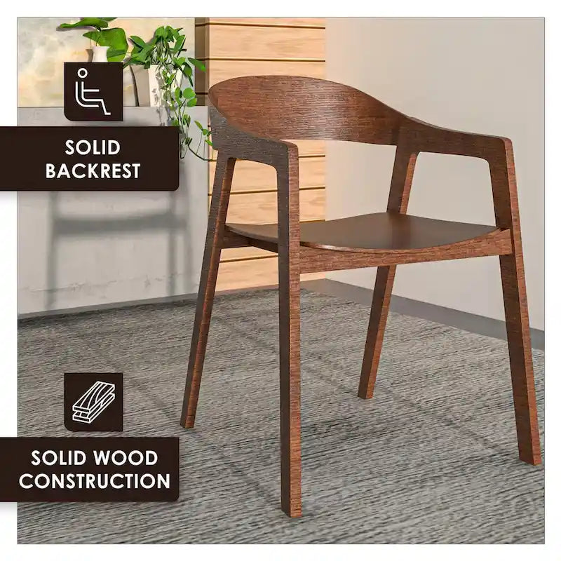 Modern Solid Oak Accent Dining Chair with Arms – Fully Assembled