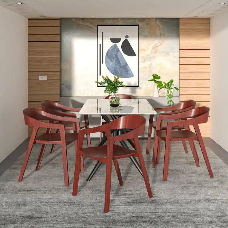 Modern Solid Oak Accent Dining Chair with Arms – Fully Assembled