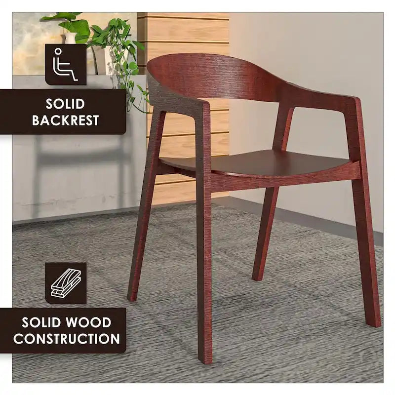 Modern Solid Oak Accent Dining Chair with Arms – Fully Assembled
