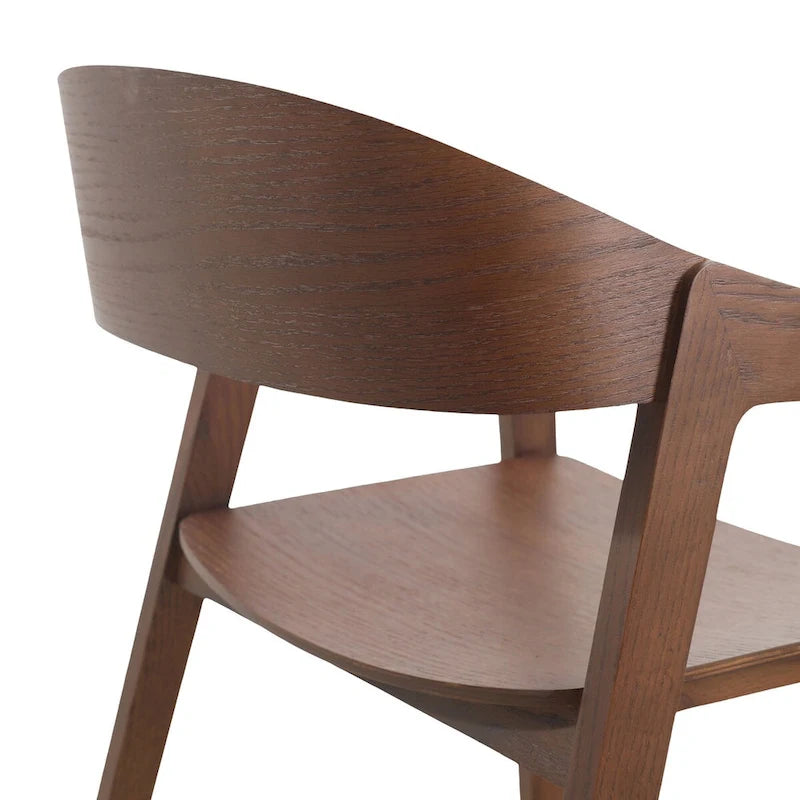 Modern Solid Oak Accent Dining Chair with Arms – Fully Assembled