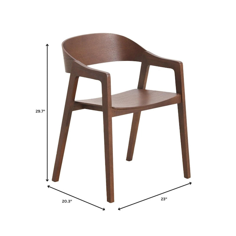 Modern Solid Oak Accent Dining Chair with Arms – Fully Assembled