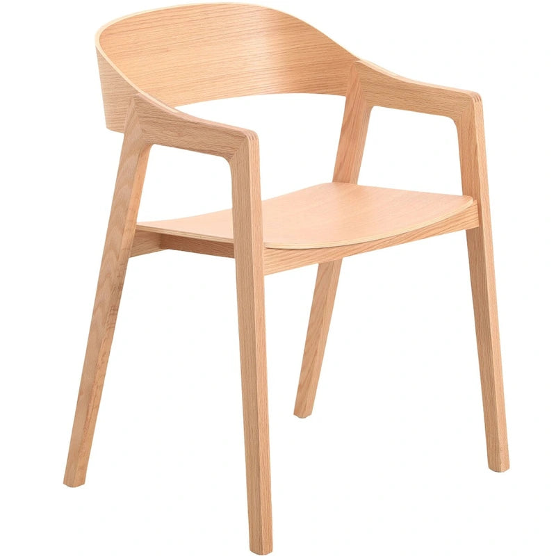 Modern Solid Oak Accent Dining Chair with Arms – Fully Assembled