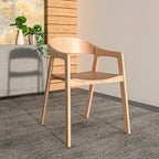 Modern Solid Oak Accent Dining Chair with Arms – Fully Assembled