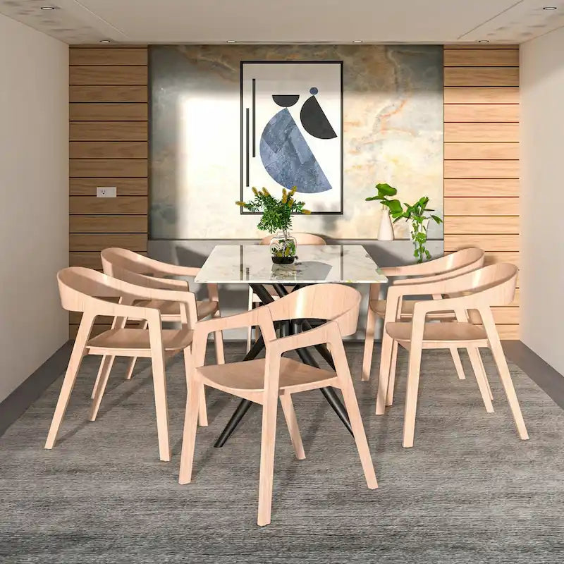 Modern Solid Oak Accent Dining Chair with Arms – Fully Assembled