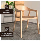 Modern Solid Oak Accent Dining Chair with Arms – Fully Assembled