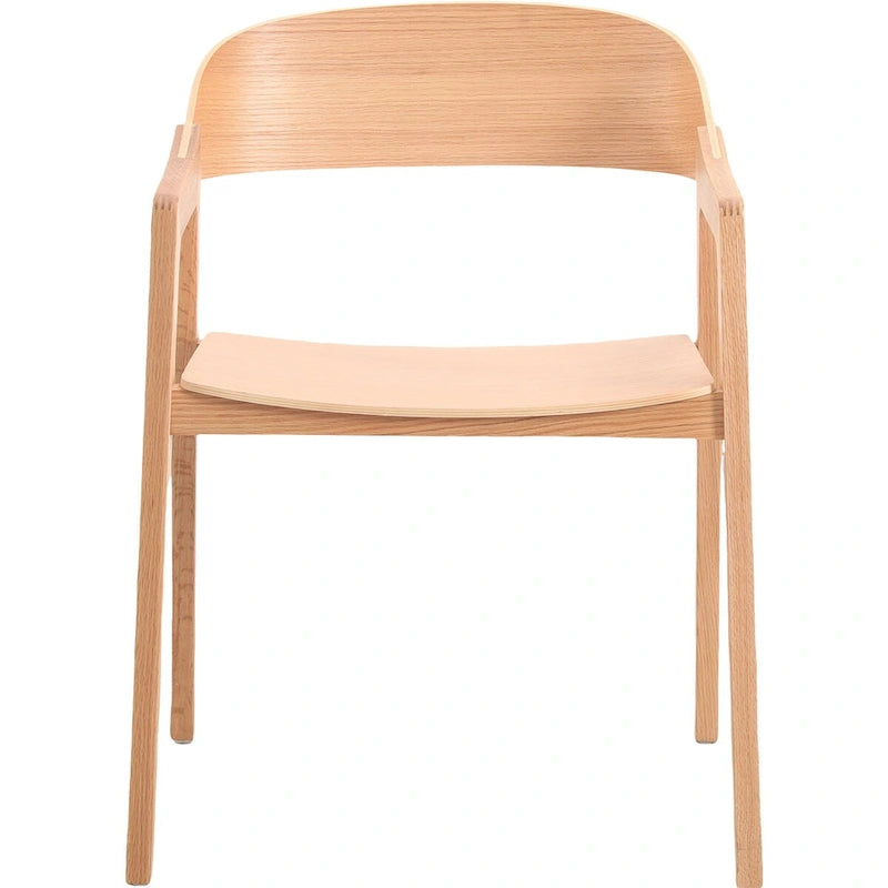 Modern Solid Oak Accent Dining Chair with Arms – Fully Assembled