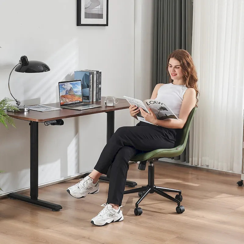 Chaise de Bureau Ergonomique Pivotante sans Accoudoirs avec Roulettes