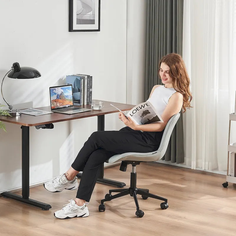 Chaise de Bureau Ergonomique Pivotante sans Accoudoirs avec Roulettes