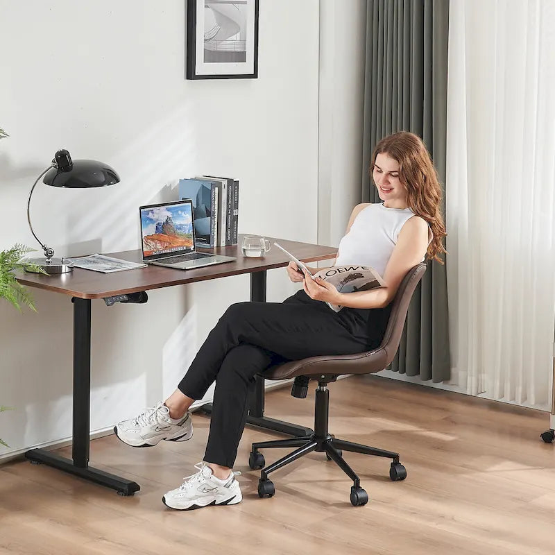 Chaise de Bureau Ergonomique Pivotante sans Accoudoirs avec Roulettes