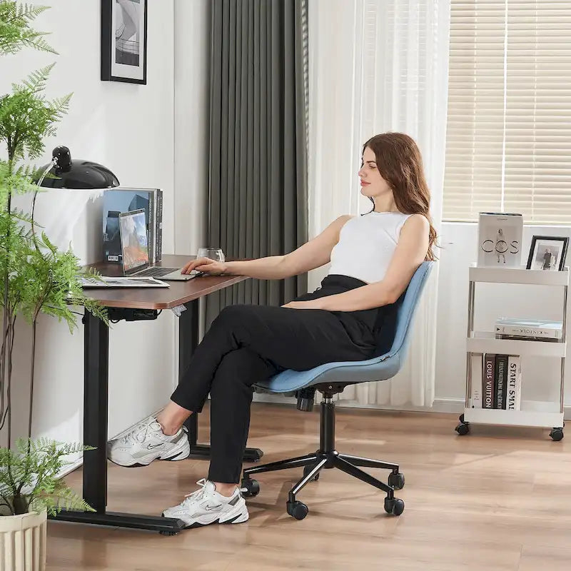 Chaise de Bureau Ergonomique Pivotante sans Accoudoirs avec Roulettes