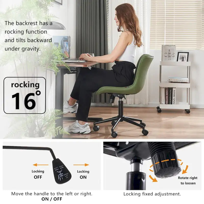 Chaise de Bureau Ergonomique Pivotante sans Accoudoirs avec Roulettes