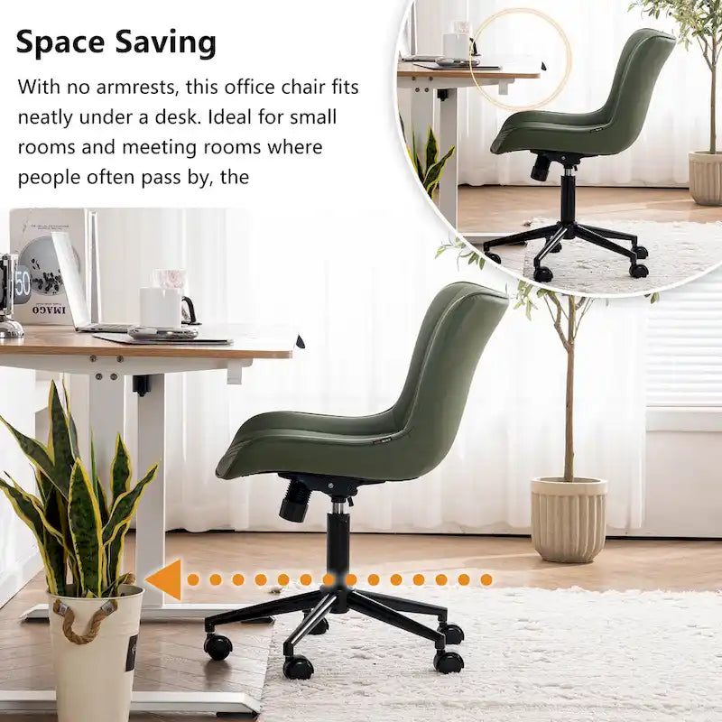 Chaise de Bureau Ergonomique Pivotante sans Accoudoirs avec Roulettes