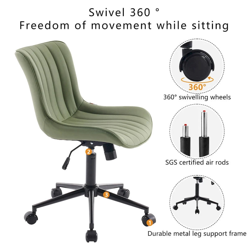 Chaise de Bureau Ergonomique Pivotante sans Accoudoirs avec Roulettes