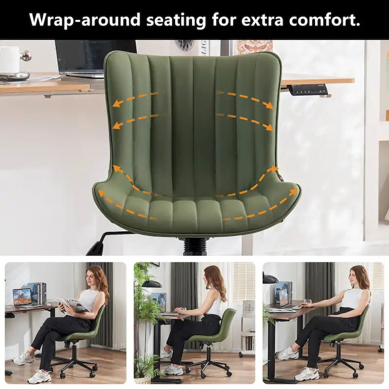 Chaise de Bureau Ergonomique Pivotante sans Accoudoirs avec Roulettes