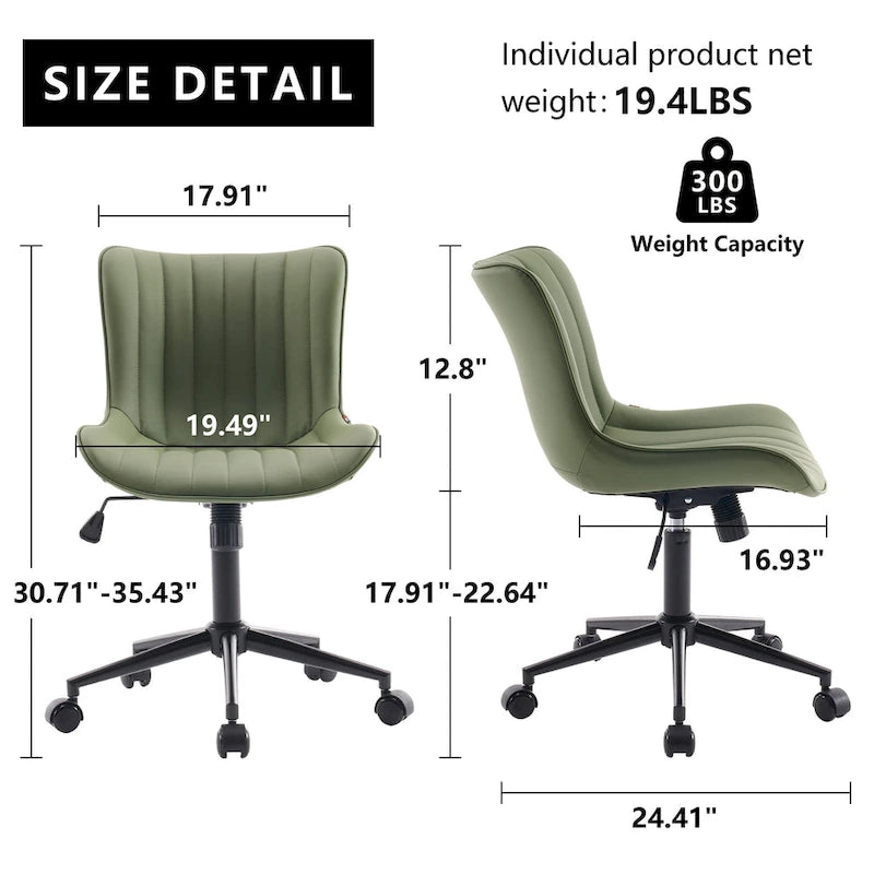 Chaise de Bureau Ergonomique Pivotante sans Accoudoirs avec Roulettes