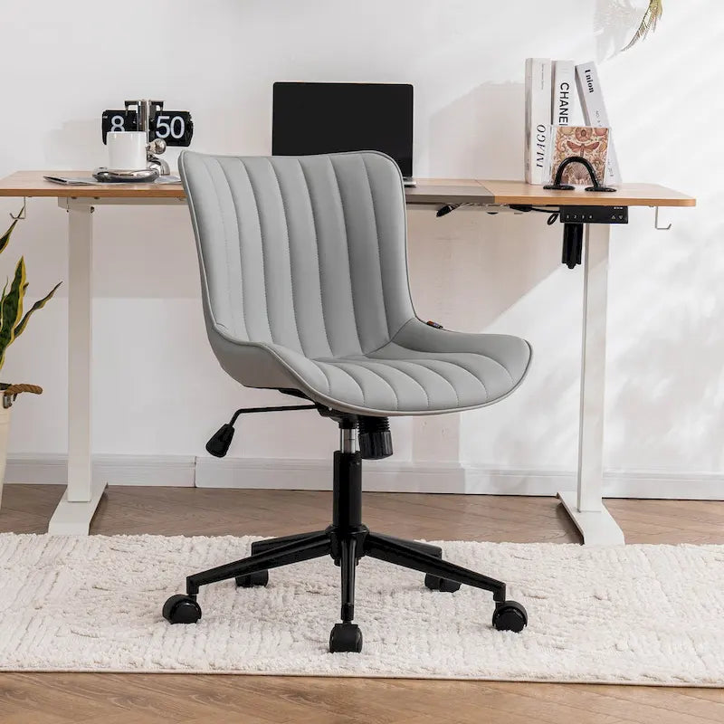 Chaise de Bureau Ergonomique Pivotante sans Accoudoirs avec Roulettes