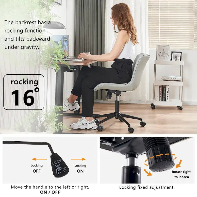 Chaise de Bureau Ergonomique Pivotante sans Accoudoirs avec Roulettes