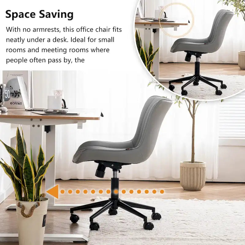 Chaise de Bureau Ergonomique Pivotante sans Accoudoirs avec Roulettes