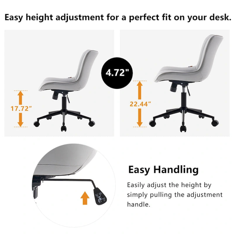 Chaise de Bureau Ergonomique Pivotante sans Accoudoirs avec Roulettes