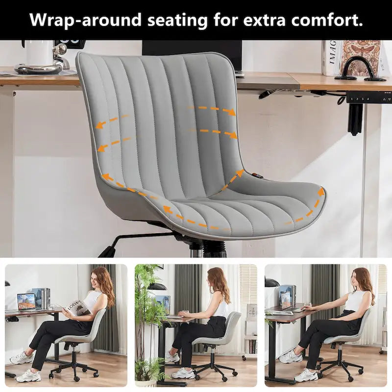 Chaise de Bureau Ergonomique Pivotante sans Accoudoirs avec Roulettes