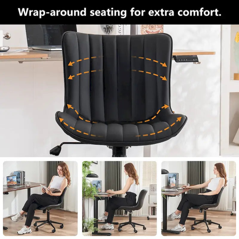 Chaise de Bureau Ergonomique Pivotante sans Accoudoirs avec Roulettes