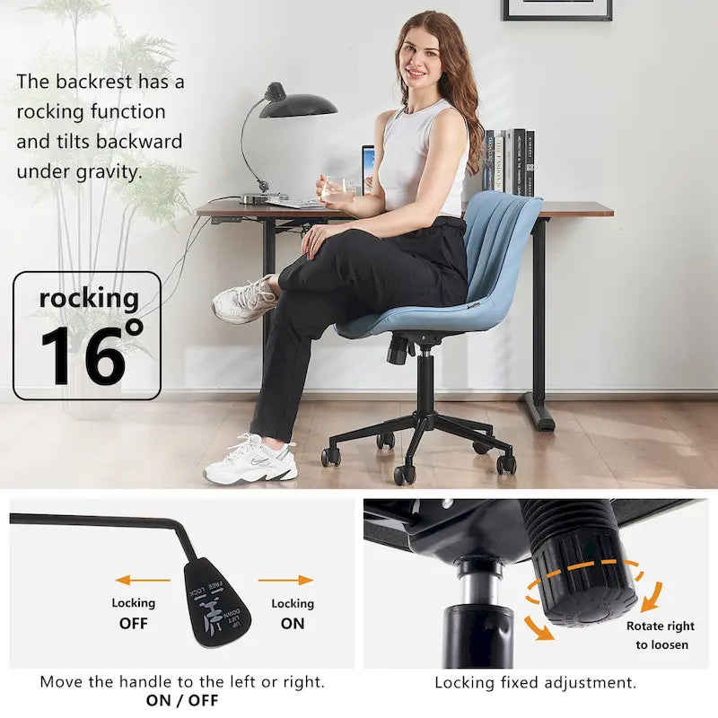 Chaise de Bureau Ergonomique Pivotante sans Accoudoirs avec Roulettes