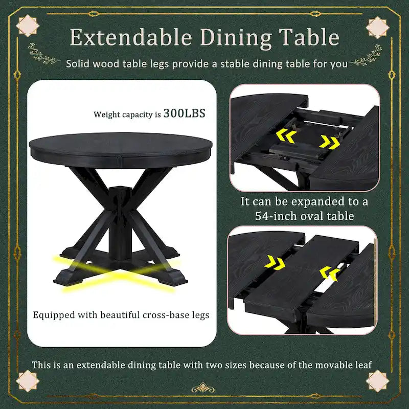 Retro Functional Extendable Dining Table with a 12 Leaf