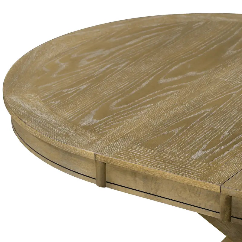Retro Functional Extendable Dining Table with a 12 Leaf