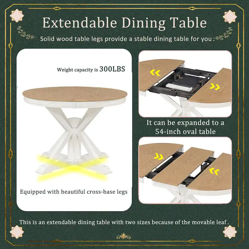 Retro Functional Extendable Dining Table with a 12 Leaf