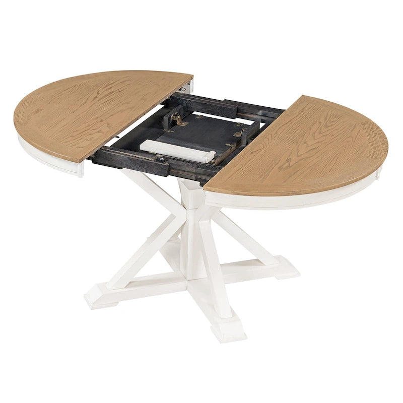 Retro Functional Extendable Dining Table with a 12 Leaf