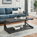 Table basse unique en bois massif avec étagère de rangement