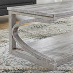 Table basse unique en bois massif avec étagère de rangement