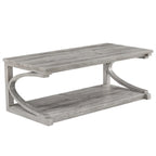 Table basse unique en bois massif avec étagère de rangement