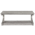 Table basse unique en bois massif avec étagère de rangement