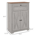 Farmhouse Barn Door Accent Cabinet with Drawer & Adjustable Shelf