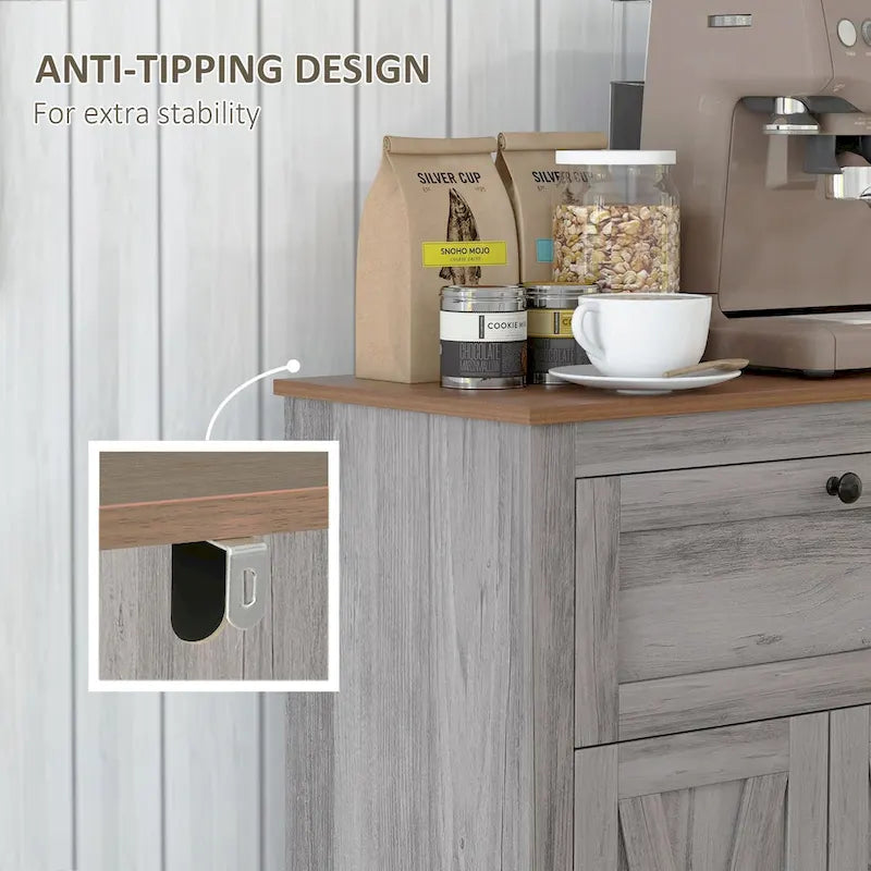 Farmhouse Barn Door Accent Cabinet with Drawer & Adjustable Shelf