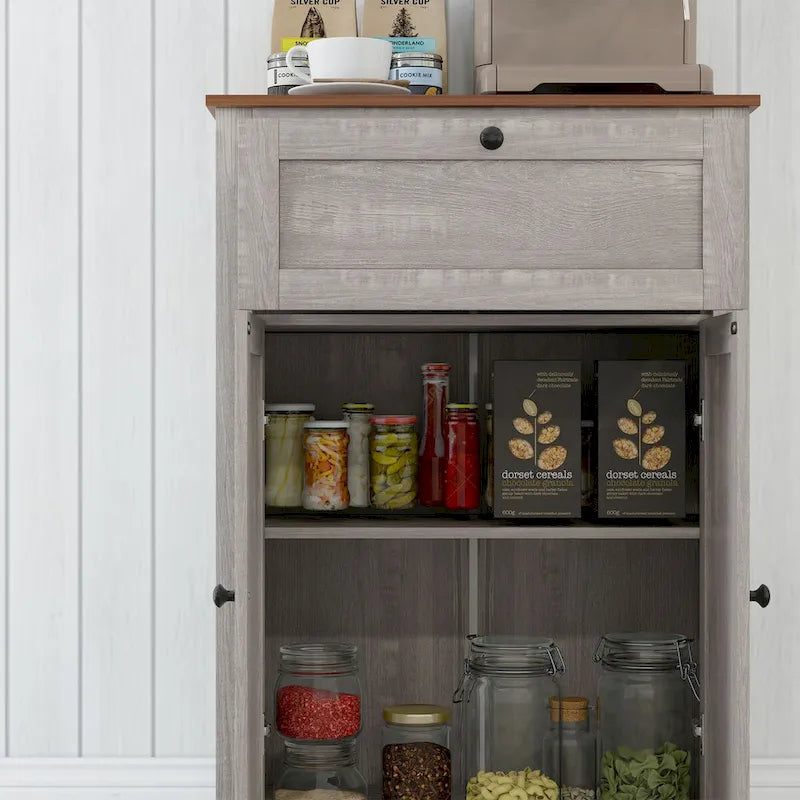 Farmhouse Barn Door Accent Cabinet with Drawer & Adjustable Shelf