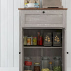 Farmhouse Barn Door Accent Cabinet with Drawer & Adjustable Shelf